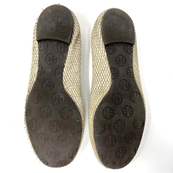 Tory Burch Reva Storm Grey Leather Distressed Python Snake Ballet Flats Size 8.5 - Picture 8 of 10